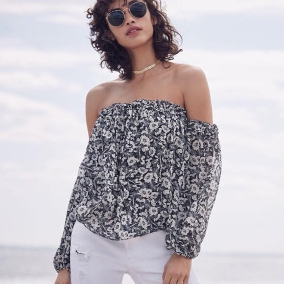 Misa Los Angeles Tops - 💕MISA LOS ANGELES💕 Lively Halter Off The Shoulder Long Sleeve Blouse ~ Floral